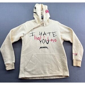 Ricchezza I Hate That I love You Hoodie Size Small Cream Streetwear Graphic Logo